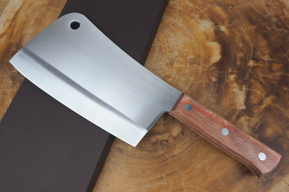 Houei 420J2 Stainless Chopper 17cm with Brown Plywood Handle