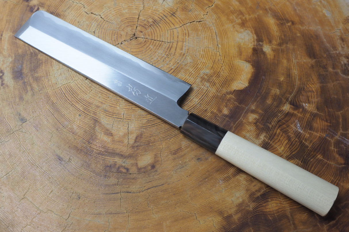 Toshu Giken - Usuba White-1 Steel with magnolia and buffalo horn steel 16.5cm/18cm