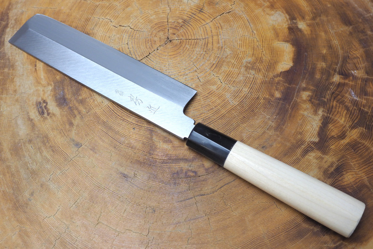 Toshu Giken - Usuba White-1 Steel with magnolia and buffalo horn steel 16.5cm/18cm
