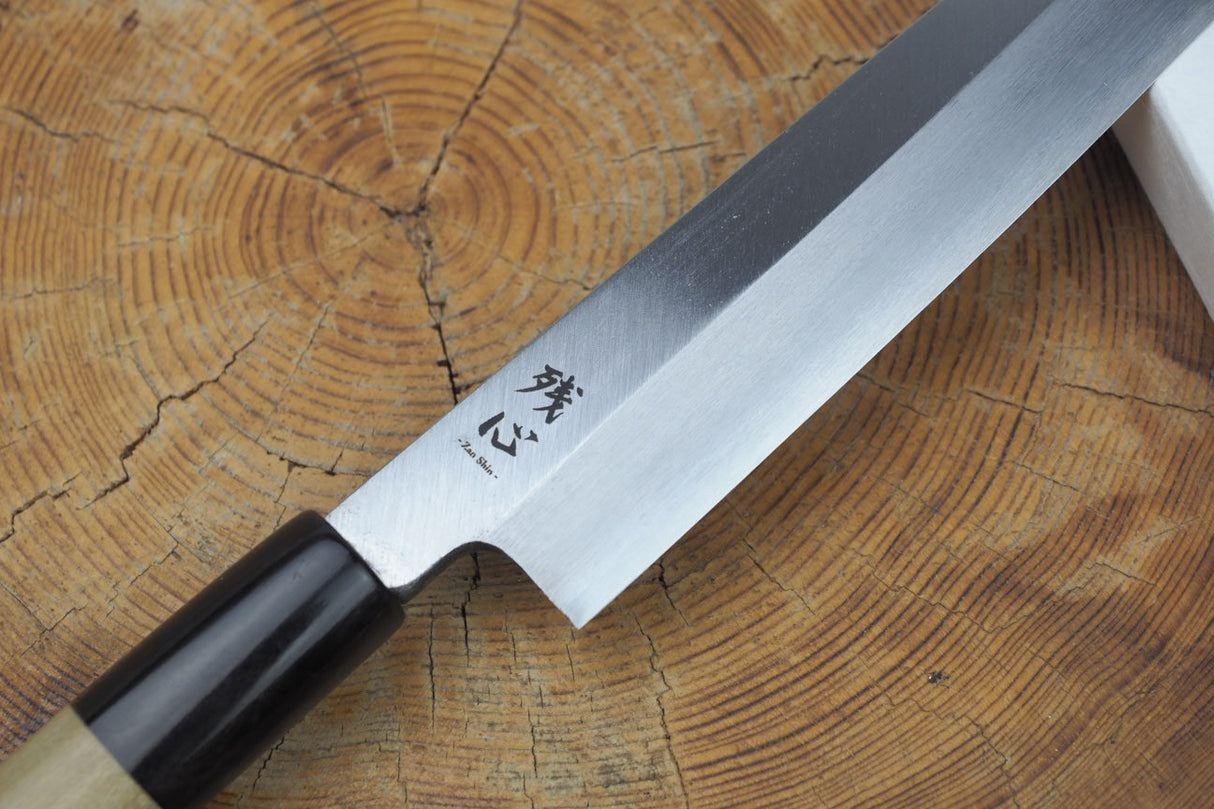 残心 Zan Shin White-2 Steel Sashimi Yanagiba Knife 18cm/24cm (including a wooden sheath)