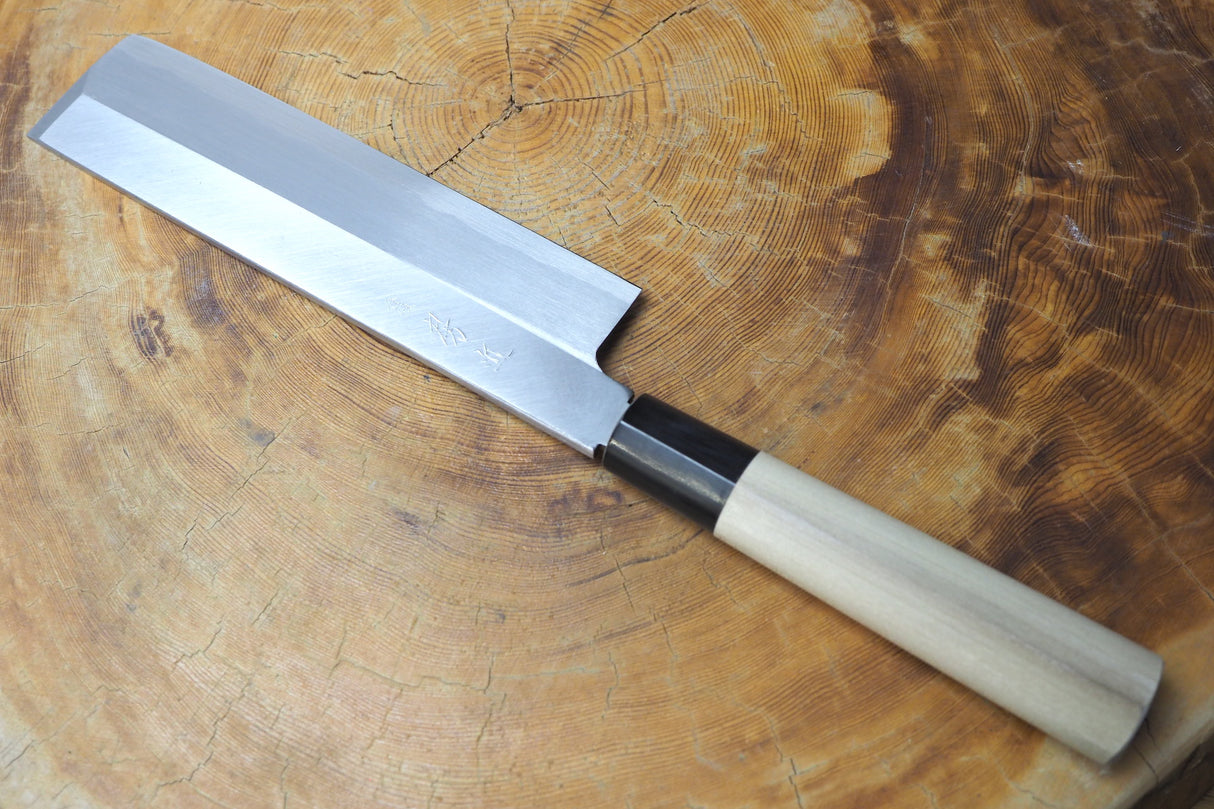 Toshu Giken - Usuba White-1 Steel with magnolia and buffalo horn steel 16.5cm/18cm