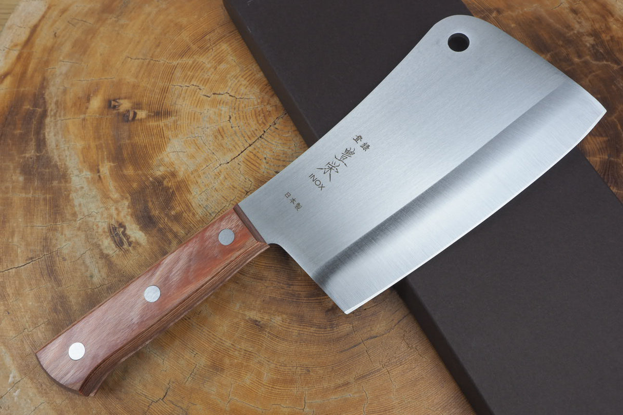 Houei 420J2 Stainless Chopper 17cm with Brown Plywood Handle