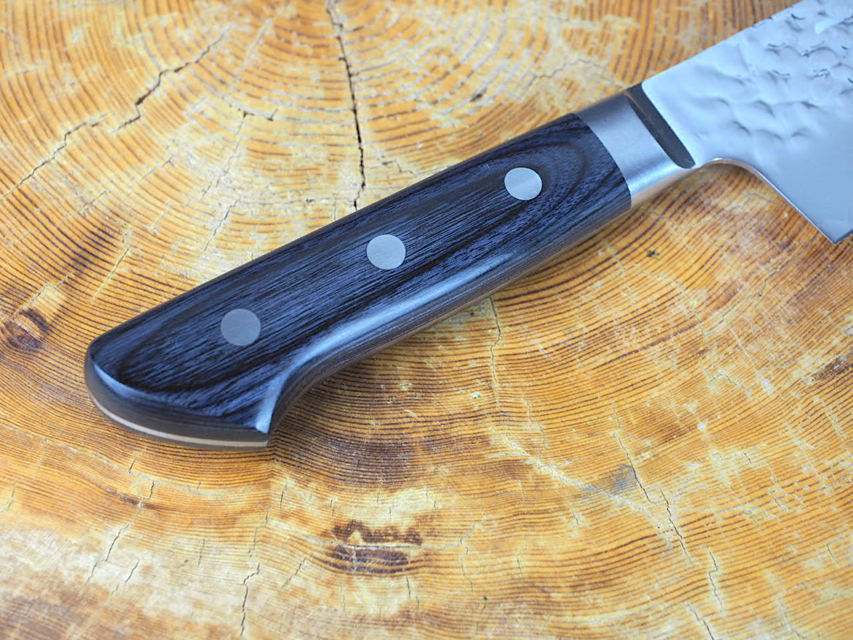 残心 Zan Shin AO (from Seki) - AUS10 Steel Kiritsuke (K-tip) Hammered Finish Petty Knife Navy Pakkawood Handle 13.5cm