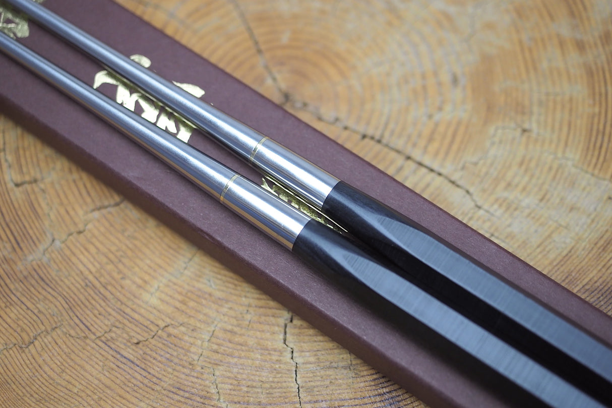 Moribashi Hexagonal Black Plywood Handle Stainless-steel Serving Chopsticks 135mm