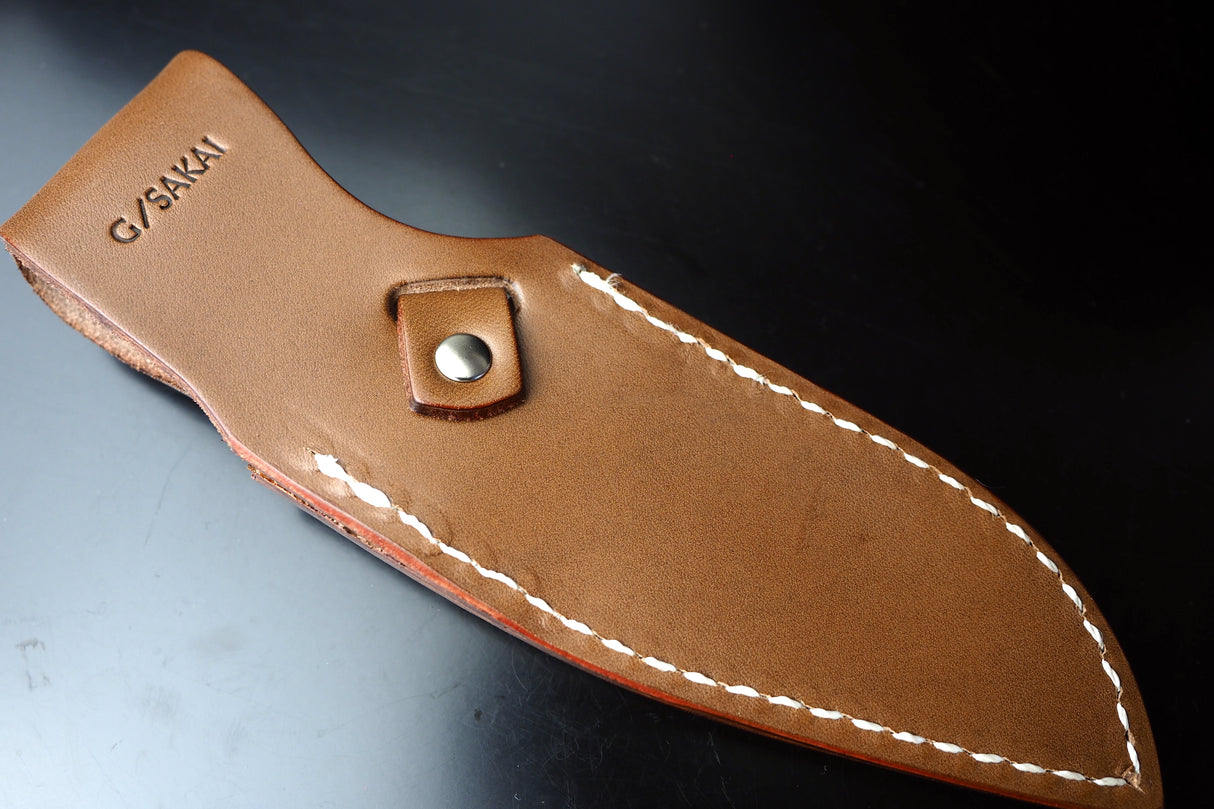 Outdoor Knife - KIMUN KAMUY 2 Fixed VG10 Core Damascus Steel with G-10 Handle (Leather Sheath Included)