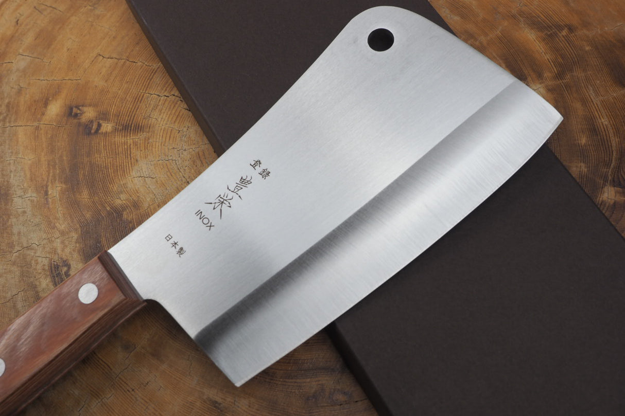 Houei 420J2 Stainless Chopper 17cm with Brown Plywood Handle