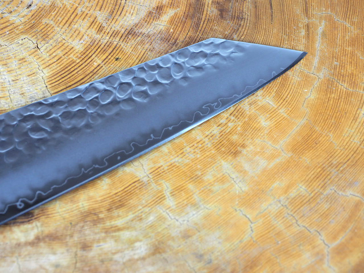 残心 Zan Shin AO (from Seki) - AUS10 Steel Kiritsuke (K-tip) Hammered Finish Santoku Knife Dark Blue Pakkawood Handle 19cm