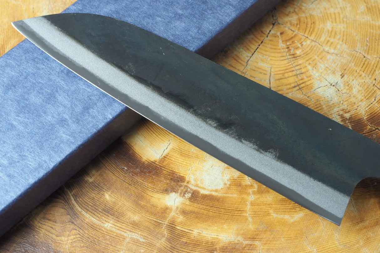 Tosa Tadayoshi (from Tosa) - Hand Forged Kurouchi White-1 steel Santoku with Japanese Oak handle(18cm)