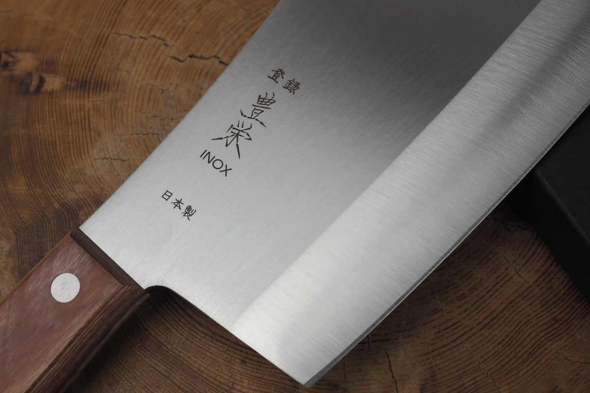 Houei 420J2 Stainless Chopper 17cm with Brown Plywood Handle