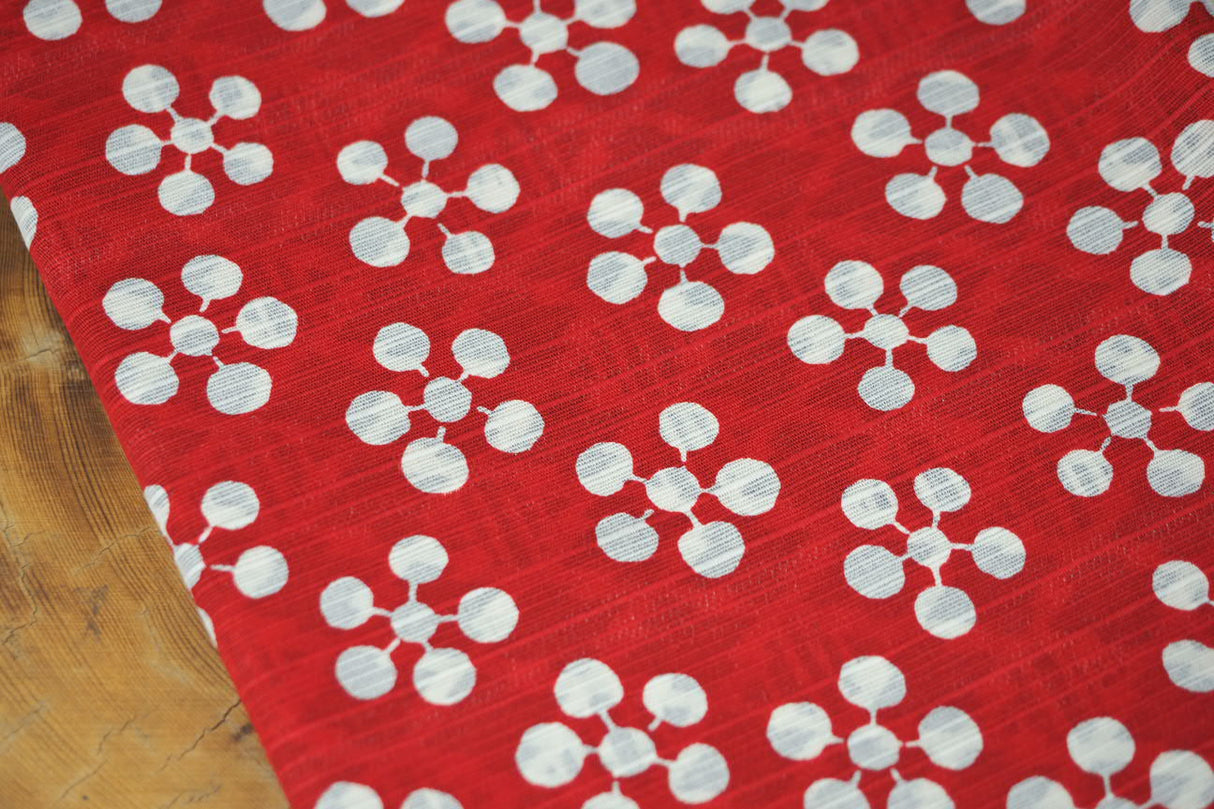 "Furoshiki" Wrapping Cloth - Fuku-Musabi Reversible Ume/Shochiku Red/Navy (104cm x104cm)