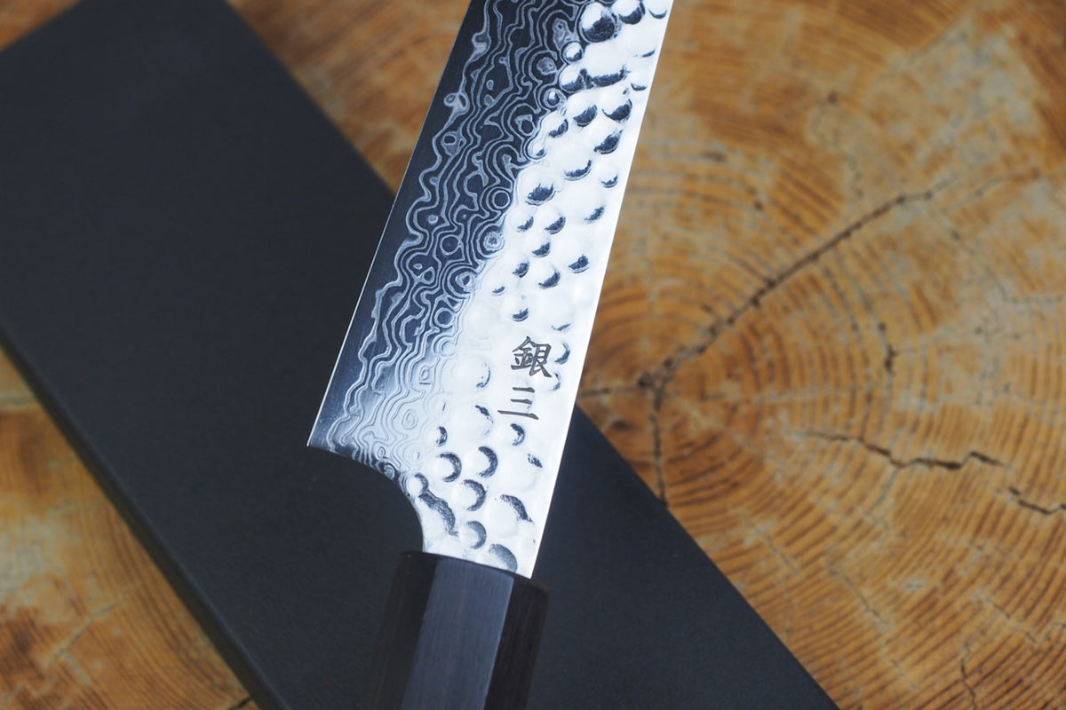 残心 Zan Shin® San - Ginsan Silver-3 Steel Nickel Damascus Petty 15cm