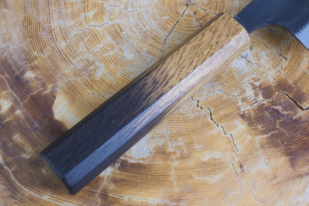 Tosa Tadayoshi (from Tosa) - Hand Forged Kurouchi White-1 steel Santoku with Japanese Oak handle(18cm)