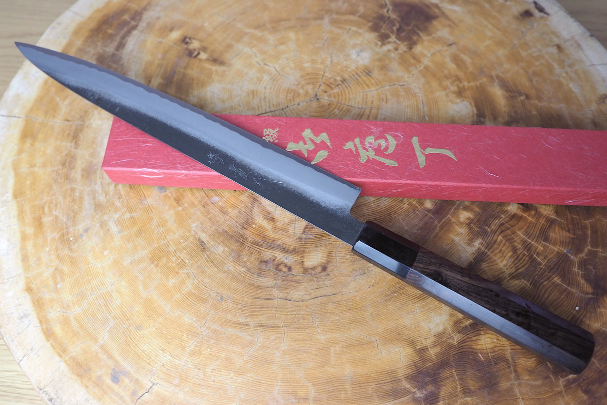 Sakai Jikko "Shinobi" White-2 Steel Sujihiki Ebony Handle (24cm)