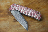 Folding Knife - Gentleman Knife RED GS Pattern Damascus VG10 Steel with Stainless Handle (Leather sheath included)