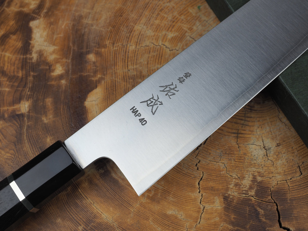 Sukenari HAP40 Powdered High Speed Steel Kiritsuke (K-tip) Gyuto Chef's knife 21cm/24cm/27cm with Ebony Handle
