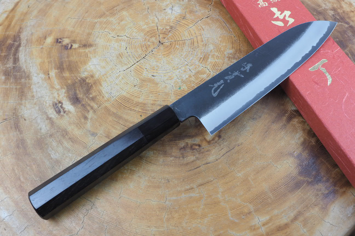 Sakai Jikko "Shinobi" White-2 Steel Santoku Ebony Handle (18cm)