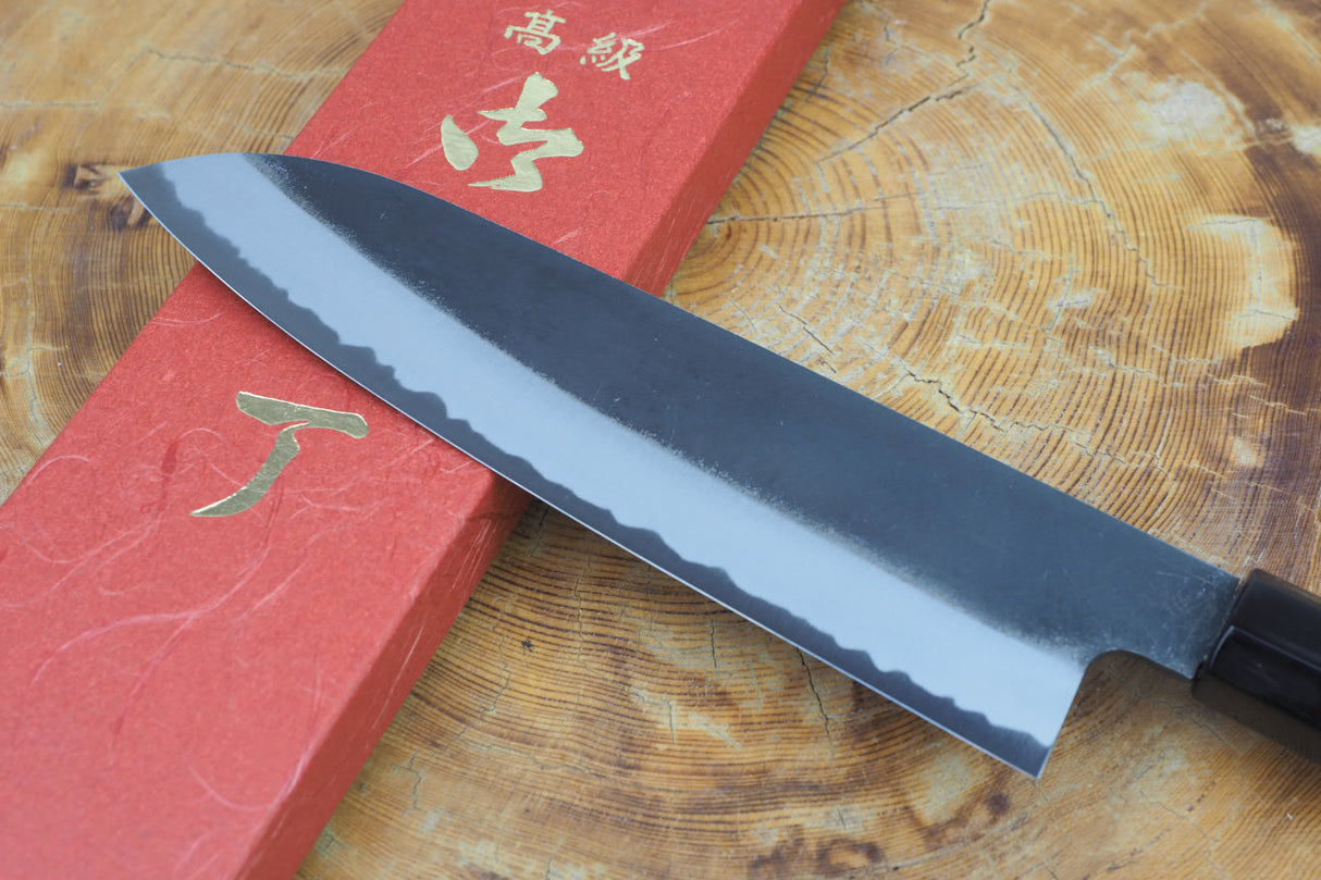 Sakai Jikko "Shinobi" White-2 Steel Santoku Ebony Handle (18cm)