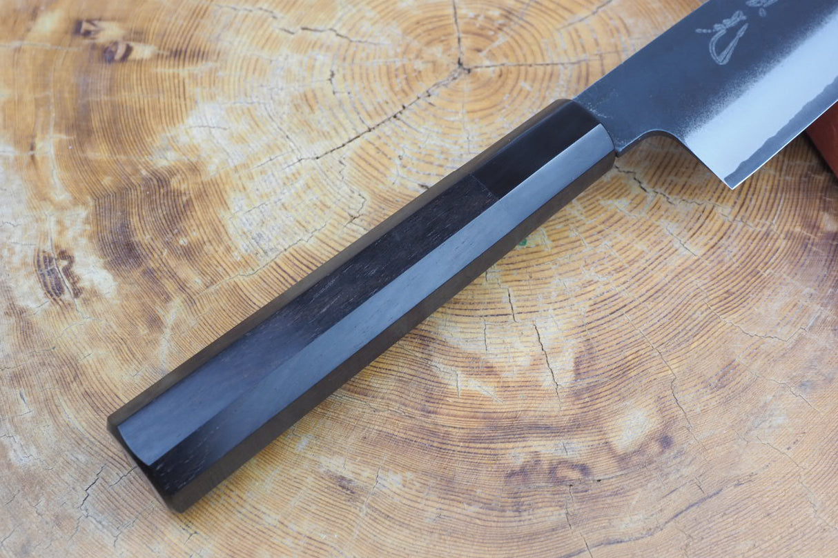 Sakai Jikko "Shinobi" White-2 Steel Santoku Ebony Handle (18cm)