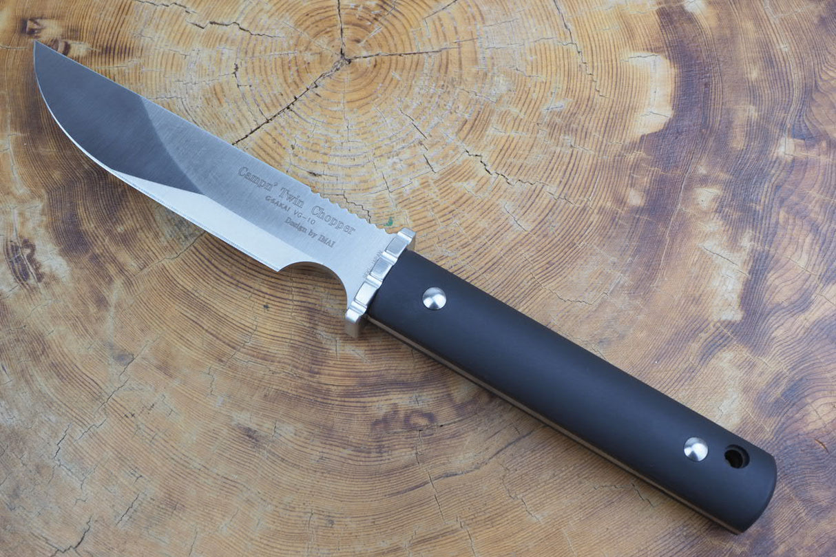 Outdoor Knife - Campin' Twin Chopper Fixed VG10 Steel with FRN Handle (Belt Clip Sheath Included)