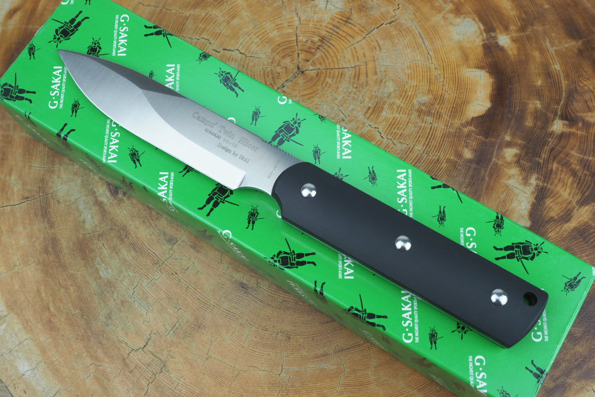 Outdoor Knife - Campin' Twin Slicer Fixed VG10 Steel with FRN Handle (Sheath Included)
