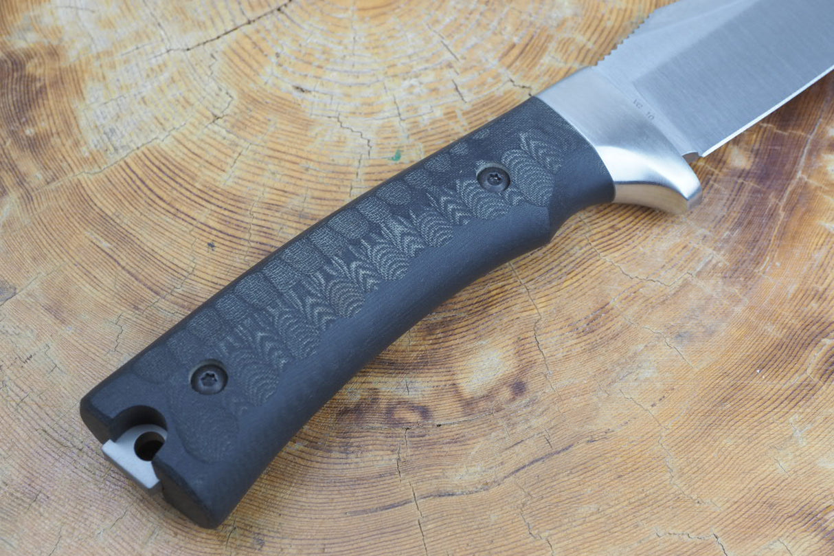 Outdoor Knife - ALLIGATOR Fixed VG10 Steel with Micarta Handle (Leather Sheath Included)