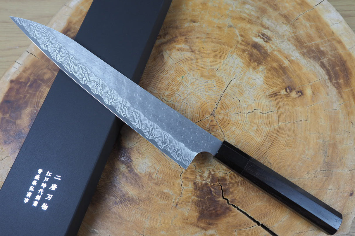 Nigara Hamono - SPG Strix Damascus Sujihiki (Carving/Slicer) with Ebony Handle 27cm