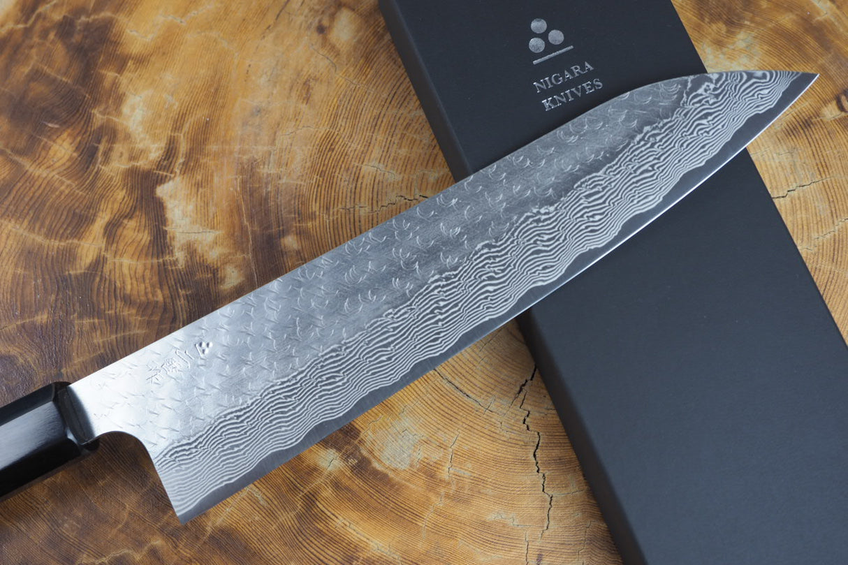 Nigara Hamono - SPG Strix Damascus Gyuto (Chef's Knife) 21cm/24cm with Ebony Handle