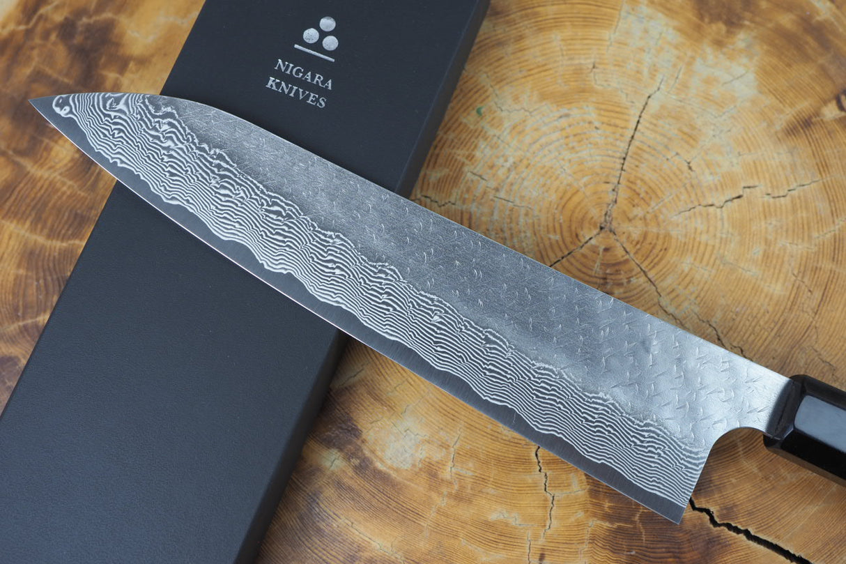 Nigara Hamono - SPG Strix Damascus Gyuto (Chef's Knife) 21cm/24cm with Ebony Handle