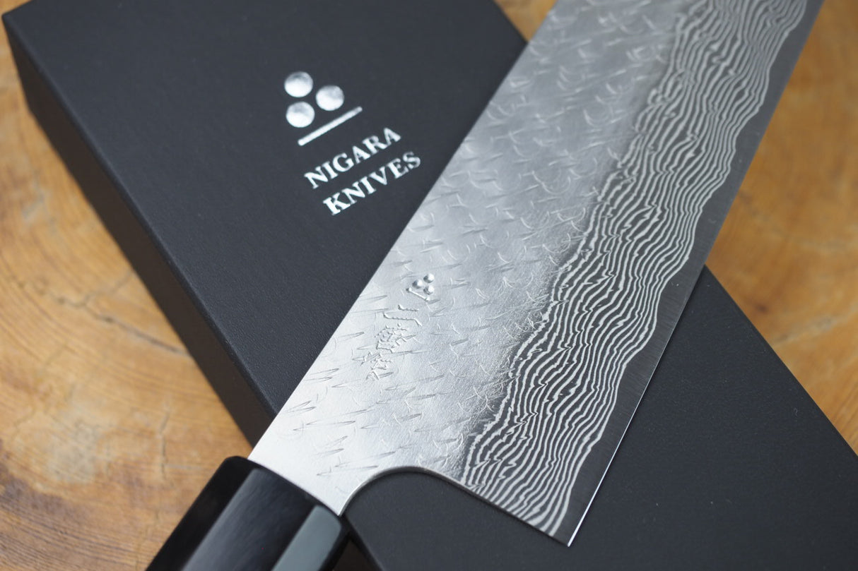 Nigara Hamono - SPG Strix Damascus Gyuto (Chef's Knife) 21cm/24cm with Ebony Handle