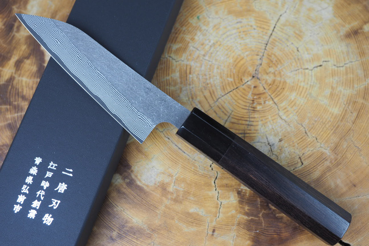 Nigara Hamono - SPG Strix Damascus Petty with Ebony Handle 12cm