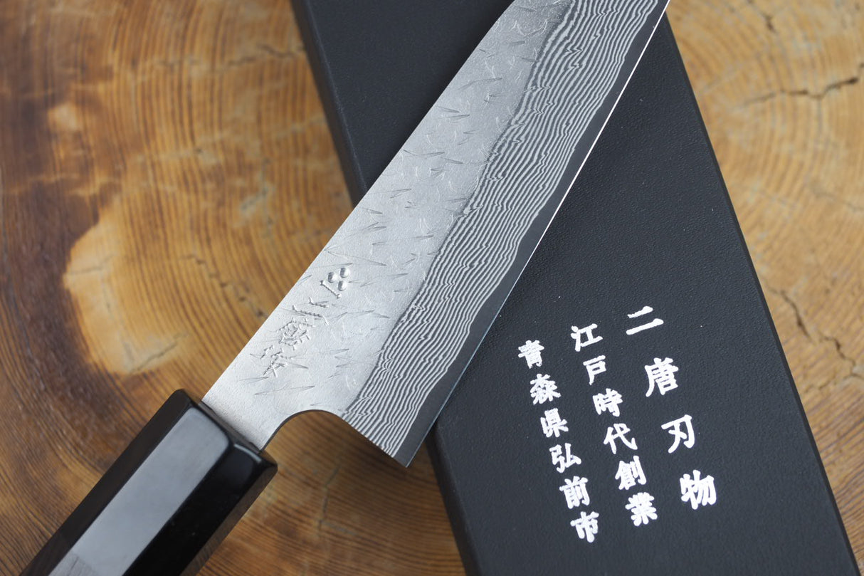 Nigara Hamono - SPG Strix Damascus Petty with Ebony Handle 12cm