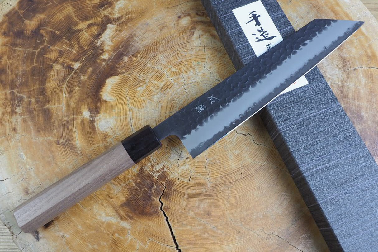 Ishizuchi (from Tosa) - Blue Super Kurouchi Hammered Pattern Kiritsuke Gyuto (21cm/24cm)