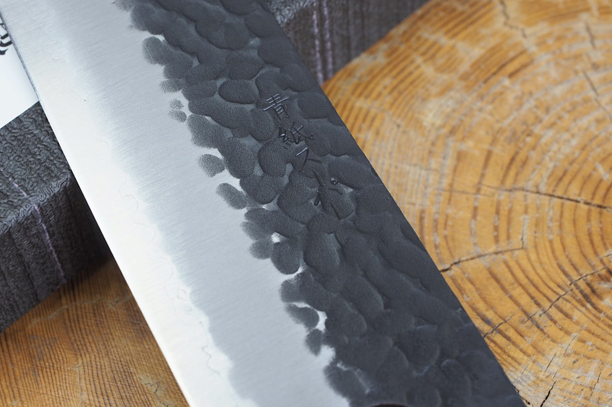 Ishizuchi (from Tosa) - Blue Super Kurouchi Hammered Pattern Kiritsuke Gyuto (21cm/24cm)