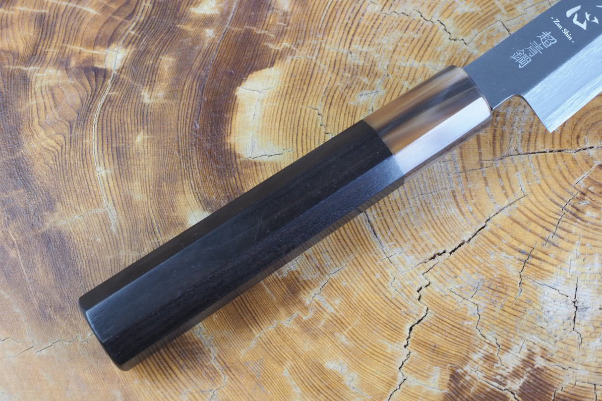 残心 Zan Shin® REN (from Seki) - Blue Super steel Petty with Ebony & Buffalo horn handle 14.5cm