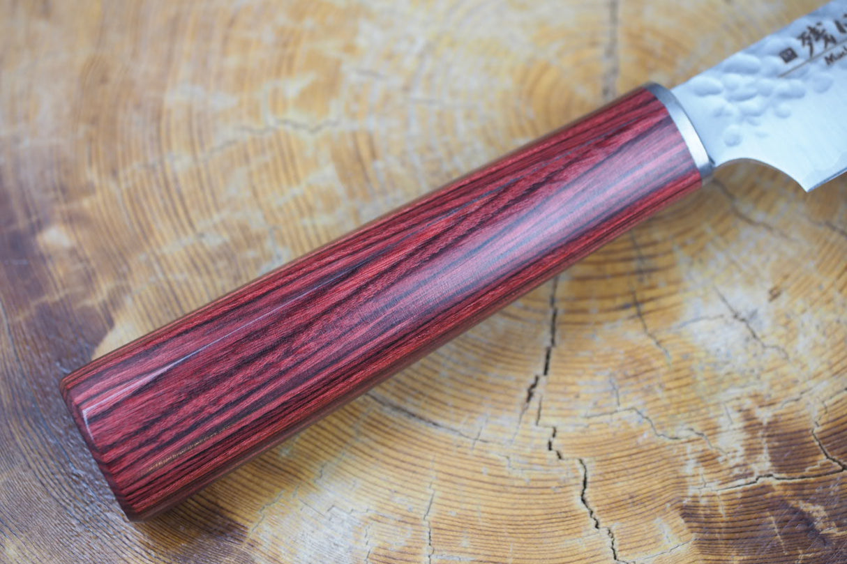 残心 Zan Shin SORA (from Seki) - VG10 Petty Knife Hammered Finish 12cm with Red Laminated Plywood Handle