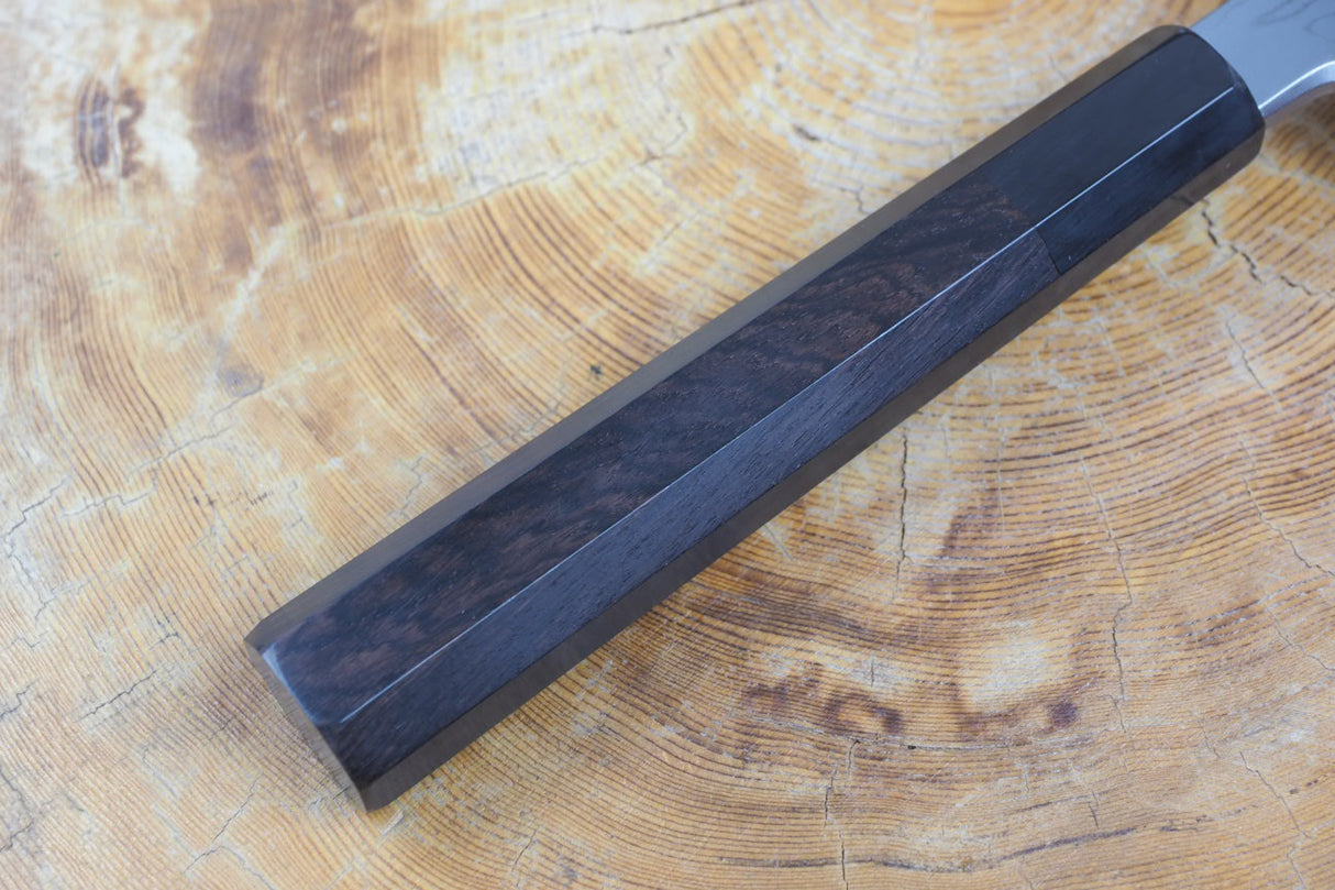 Sakai Jikko Sashimi (Yanagiba) Knife-Blue-1 Steel Damascus with Ebony Handle (27cm)