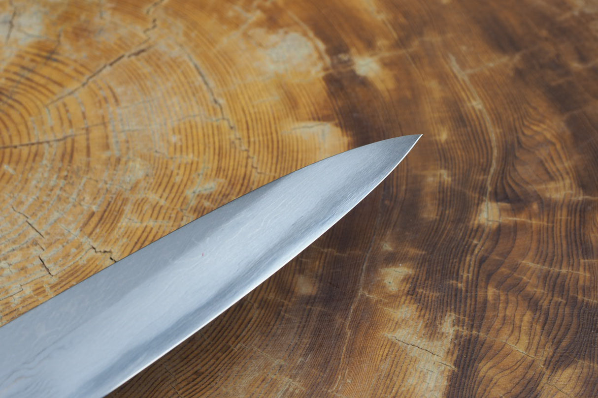 Sakai Jikko Sashimi (Yanagiba) Knife-Blue-1 Steel Damascus with Ebony Handle (27cm)