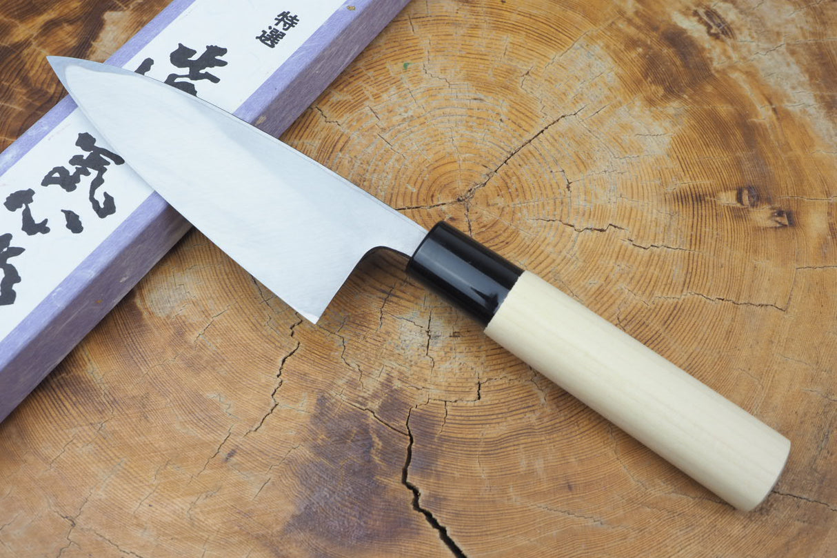 Toshu Giken - Kurouchi Ajikiri Small Deba (9cm/12cm) hagane with magnolia and plastic handle