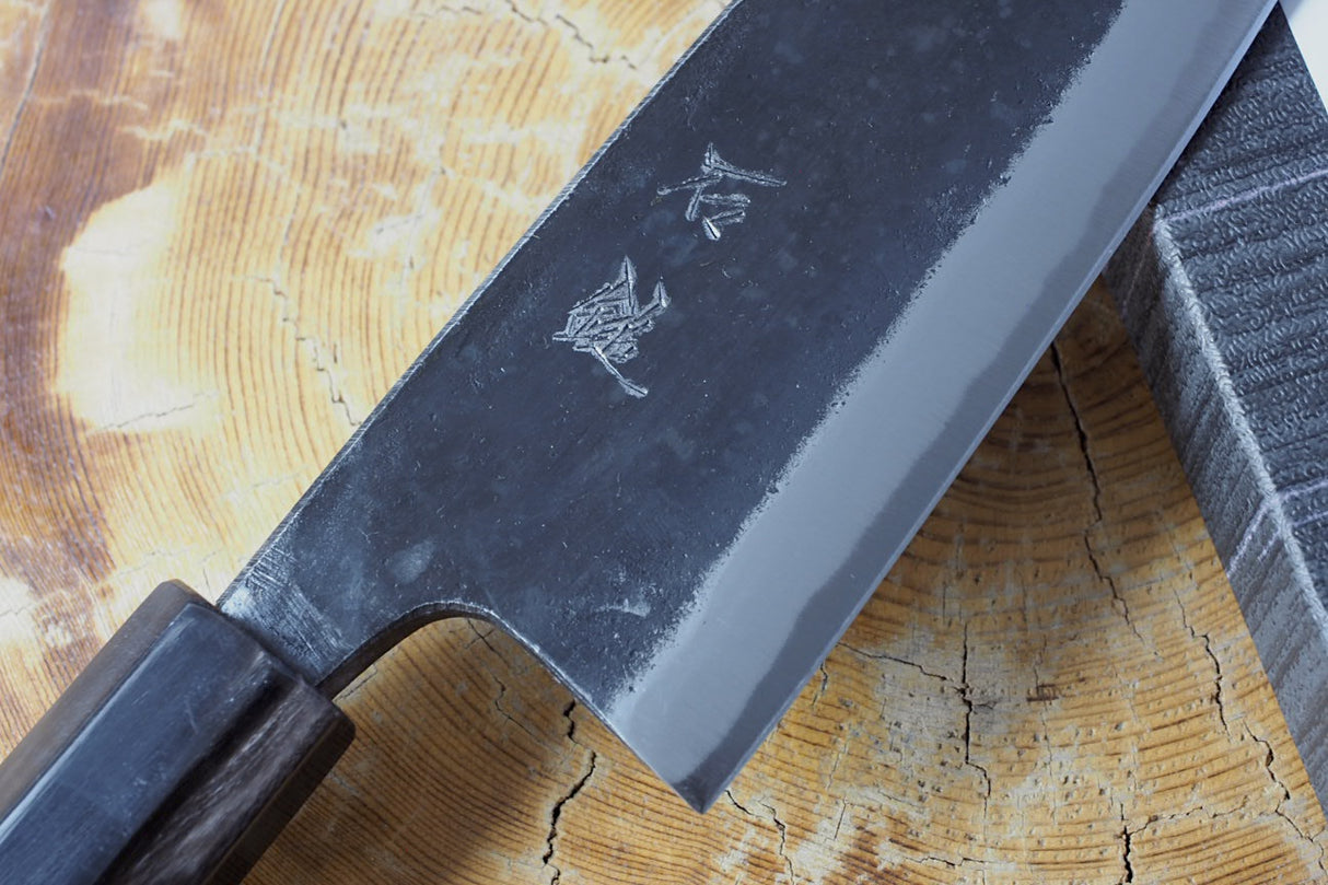 Ishizuchi (from Tosa) - Blue-2 Steel Kurouchi Double Edged Deba Knife (15cm/16.5cm/18cm)