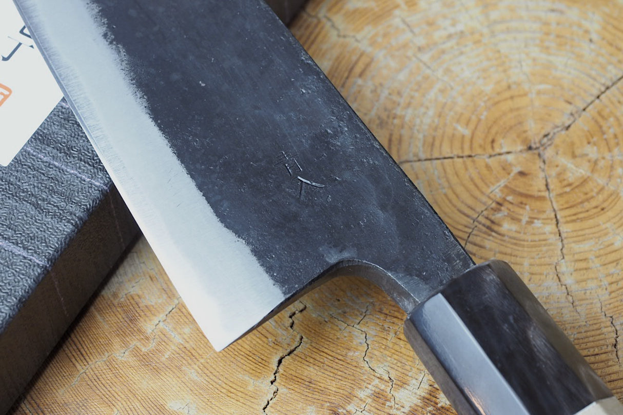 Ishizuchi (from Tosa) - Blue-2 Steel Kurouchi Double Edged Deba Knife (15cm/16.5cm/18cm)