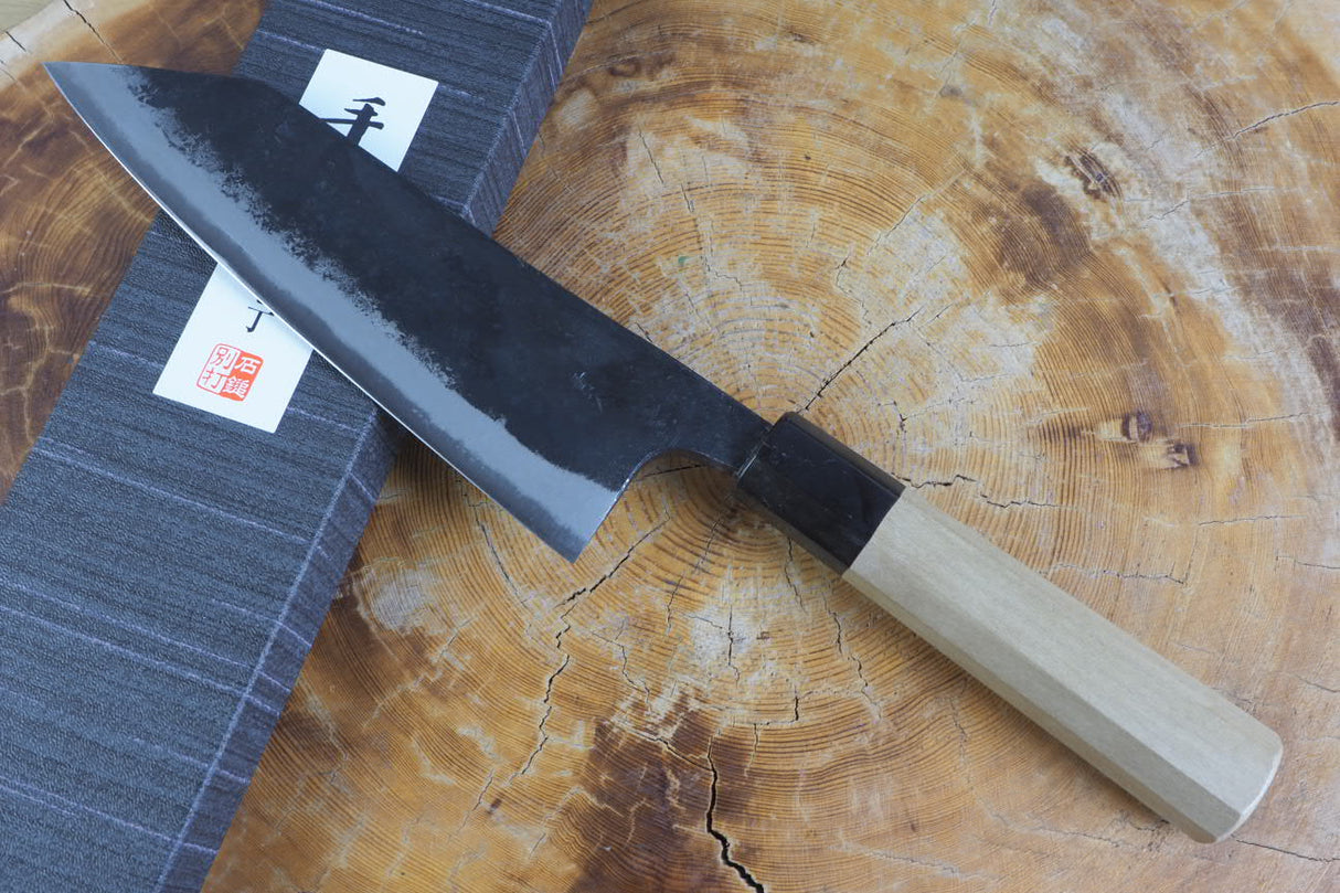 Ishizuchi (from Tosa) - Blue-2 Steel Kurouchi Double Edged Deba Knife (15cm/16.5cm/18cm)