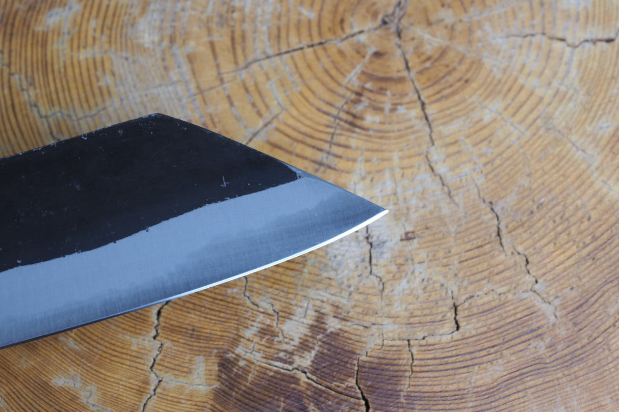 Ishizuchi (from Tosa) - Blue-2 Steel Kurouchi Hakata-type Kiritsuke Santoku (16.5cm/18cm)