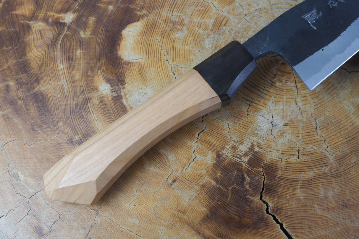 Ishizuchi (from Tosa) - Blue-2 Steel Kurouchi Hakata-type Kiritsuke Santoku (16.5cm/18cm)