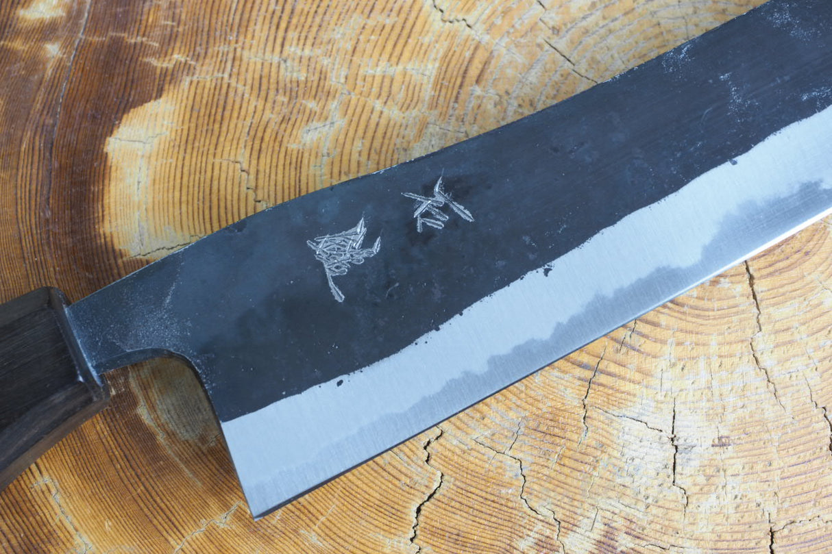 Ishizuchi (from Tosa) - Blue-2 Steel Kurouchi Hakata-type Kiritsuke Santoku (16.5cm/18cm)