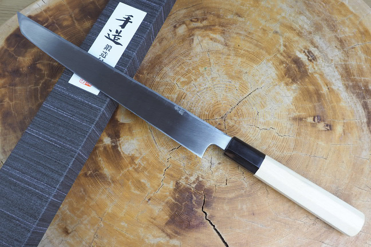 Ishizuchi (from Tosa) - Blue-2 Steel Kurouchi Sakimaru Sashimi Knife (21cm/24cm/27cm)