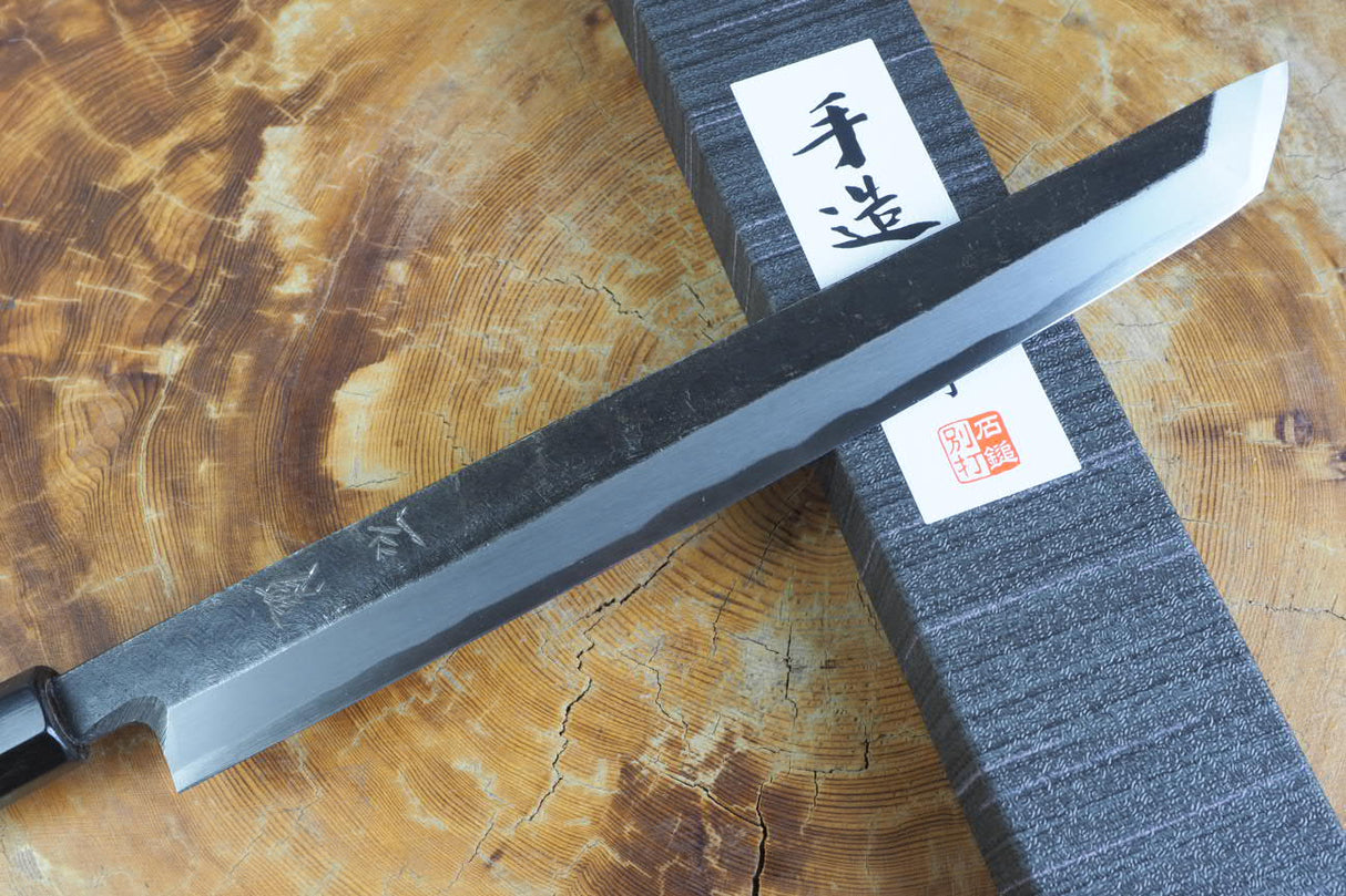 Ishizuchi (from Tosa) - Blue-2 Steel Kurouchi Sakimaru Sashimi Knife (21cm/24cm/27cm)