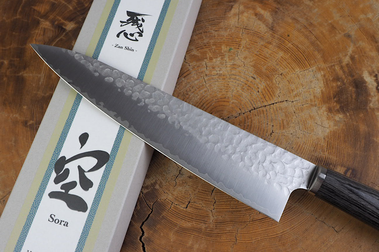 残心 Zan Shin® SORA (from Seki) - VG10 Gyuto Chef's Knife Hammered Finish 20cm with Grey Laminated Plywood Handle
