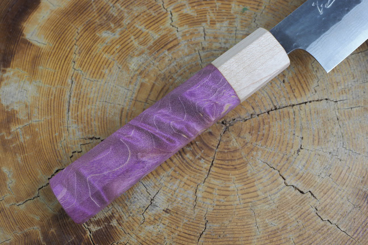 Kamo Knives - VG10 Raindrop Pattern Hammered Petty 15cm with Coloured Stabilized Wood Handle