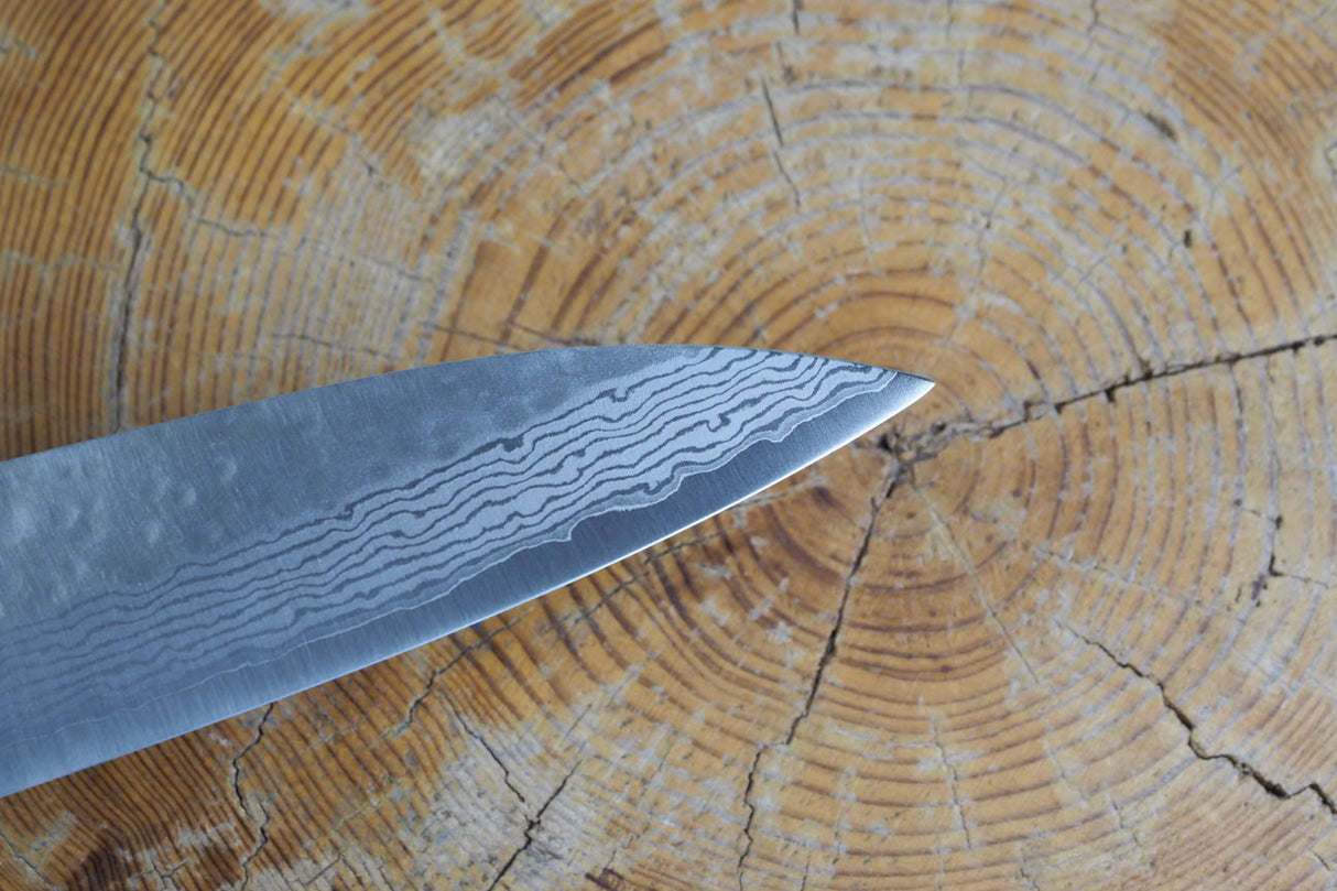 Kamo Knives - VG10 Raindrop Pattern Hammered Petty 15cm with Coloured Stabilized Wood Handle