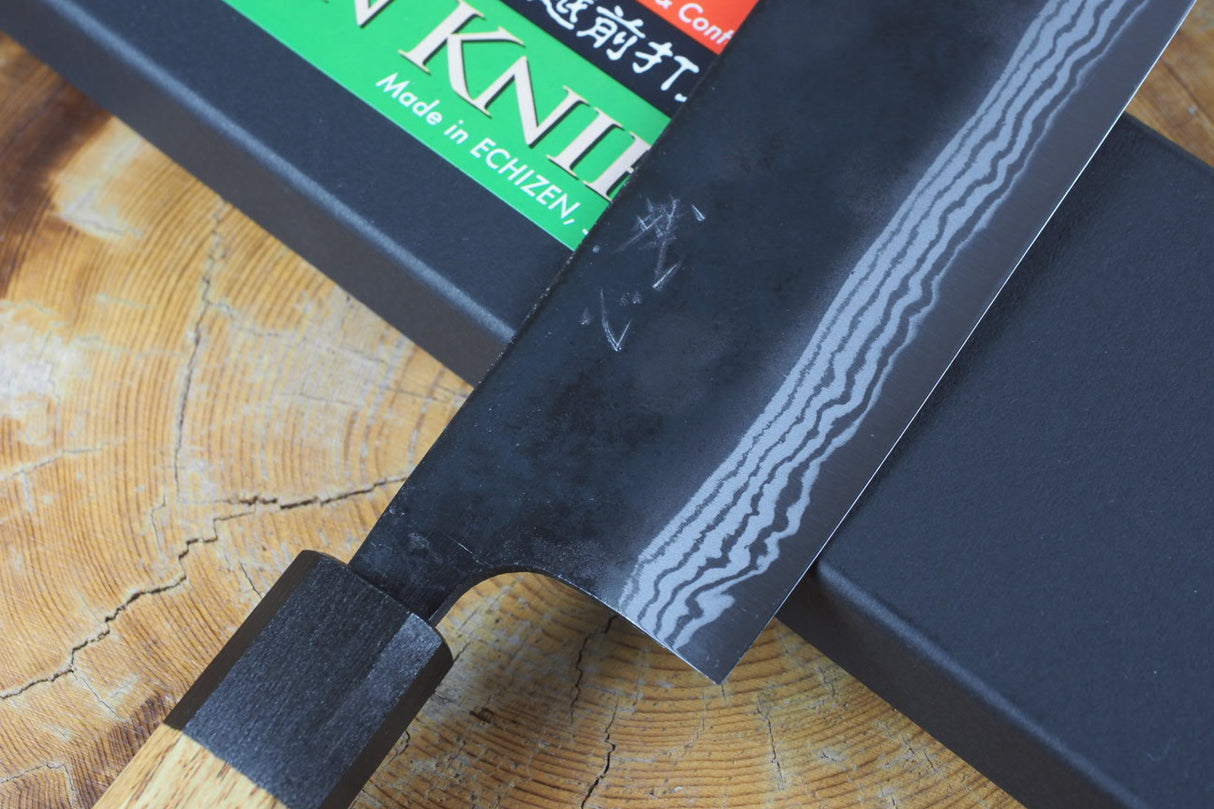 Kamo Knives - Hand Forged V2 Steel Kurouchi Damascus Nakiri Knife 16.5cm